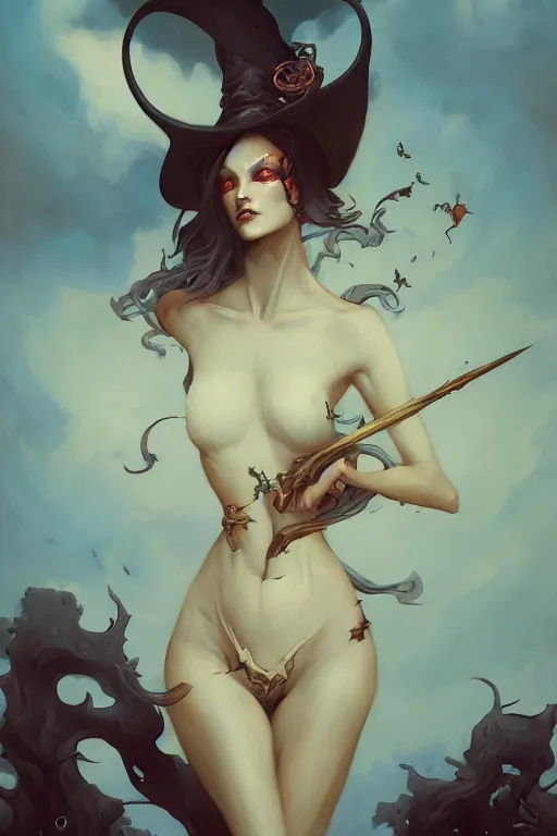 Image similar to Witch by Peter Mohrbacher in the style of Gaston Bussière, Art Nouveau