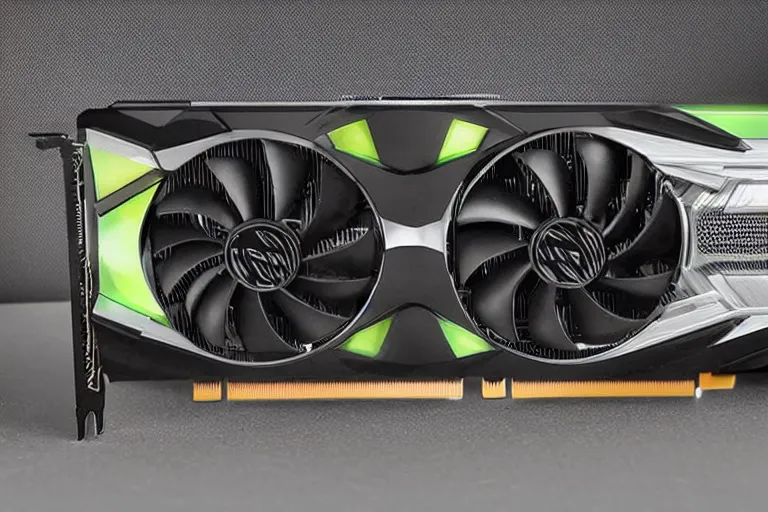 Prompt: an NVIDIA RTX A100 GPU graphics card