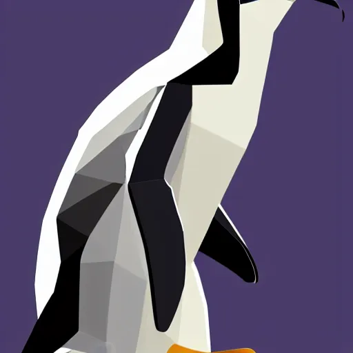 Image similar to low poly close up of a penguin astronaut, high quality digital art