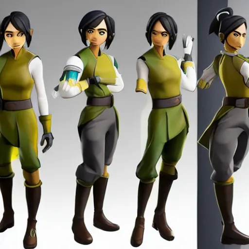 Image similar to toph beifong in fortnite, character render, full body shot, highly detailed, in game render