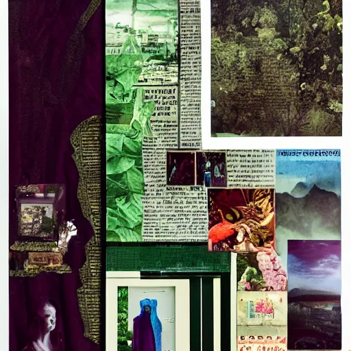 Image similar to a beautiful aesthetic!!! collage, rolling coherent! arcadia landscape, made in a magazine clipping collage style, cutout, clippings of a fashion magazine, made by a depressed art student