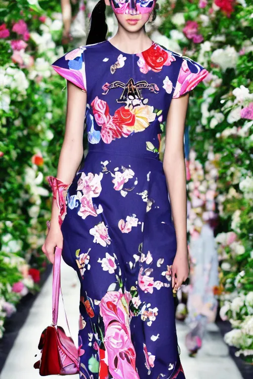 Prompt: sailor moon wearing floral valentino ss 2 0 1 5