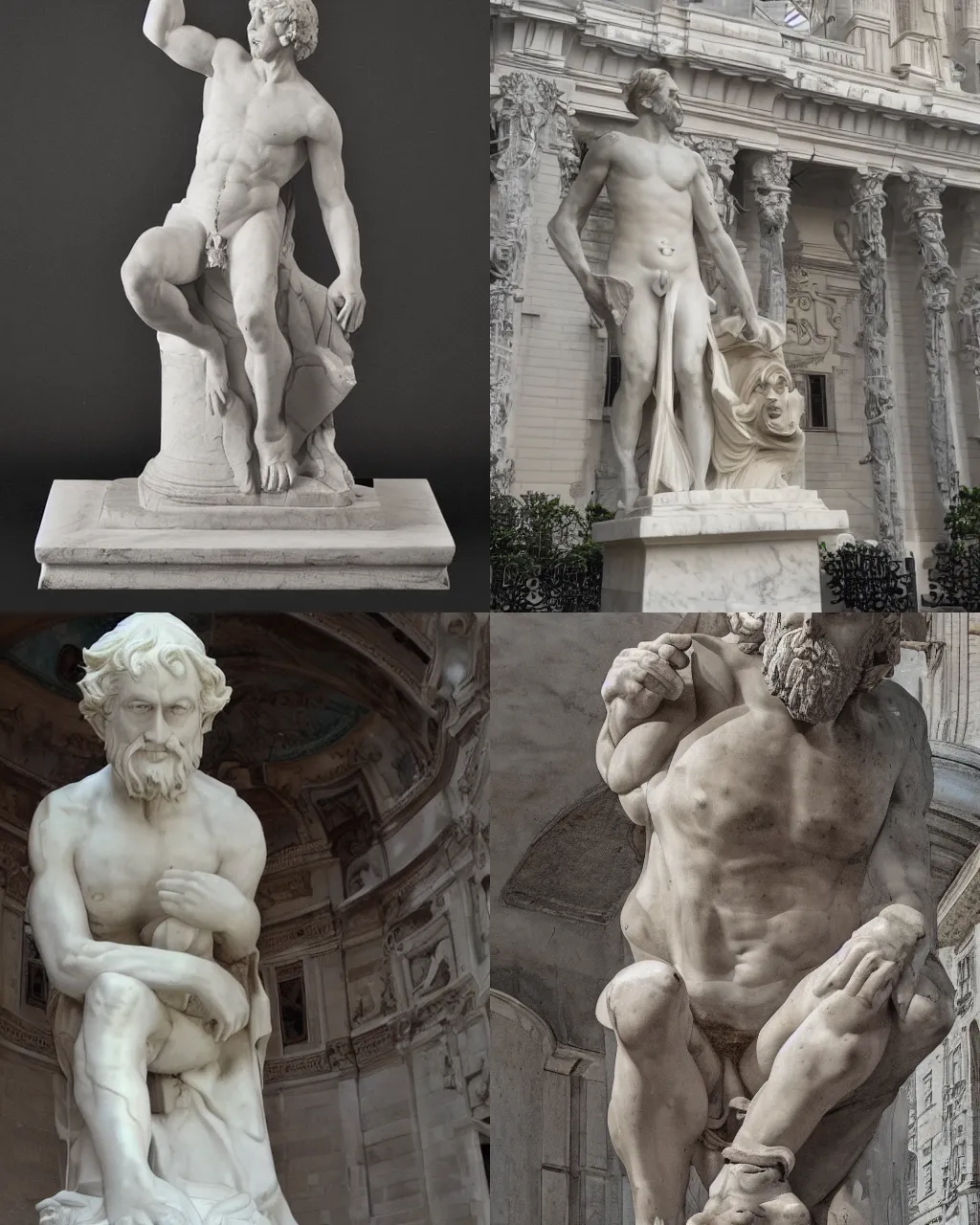 Prompt: A marble statue of an ugly old man posing seductively by michelangelo