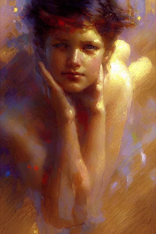 Prompt: Angle, painting by Gaston Bussiere, Craig Mullins