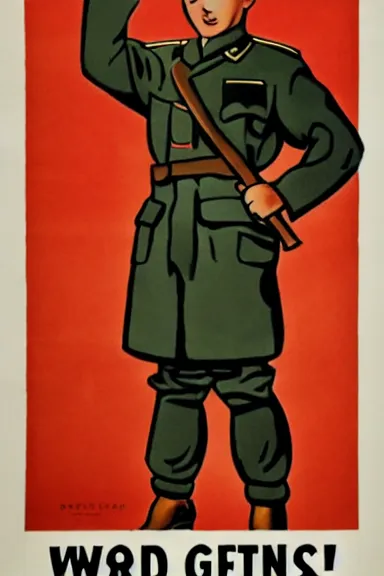 Image similar to world war 2 propaganda poster for the goat army