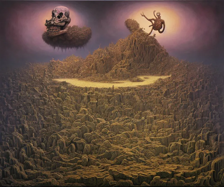 Prompt: hyper detailed 3d render like a Oil painting - god of death hades floating over his hellish landscape, by Jacek Yerka, Mariusz Lewandowski, Houdini algorithmic generative render, Abstract brush strokes, Masterpiece, Edward Hopper and James Gilleard, Zdzislaw Beksinski, Mark Ryden, Wolfgang Lettl, hints of Yayoi Kasuma, octane render, 8k