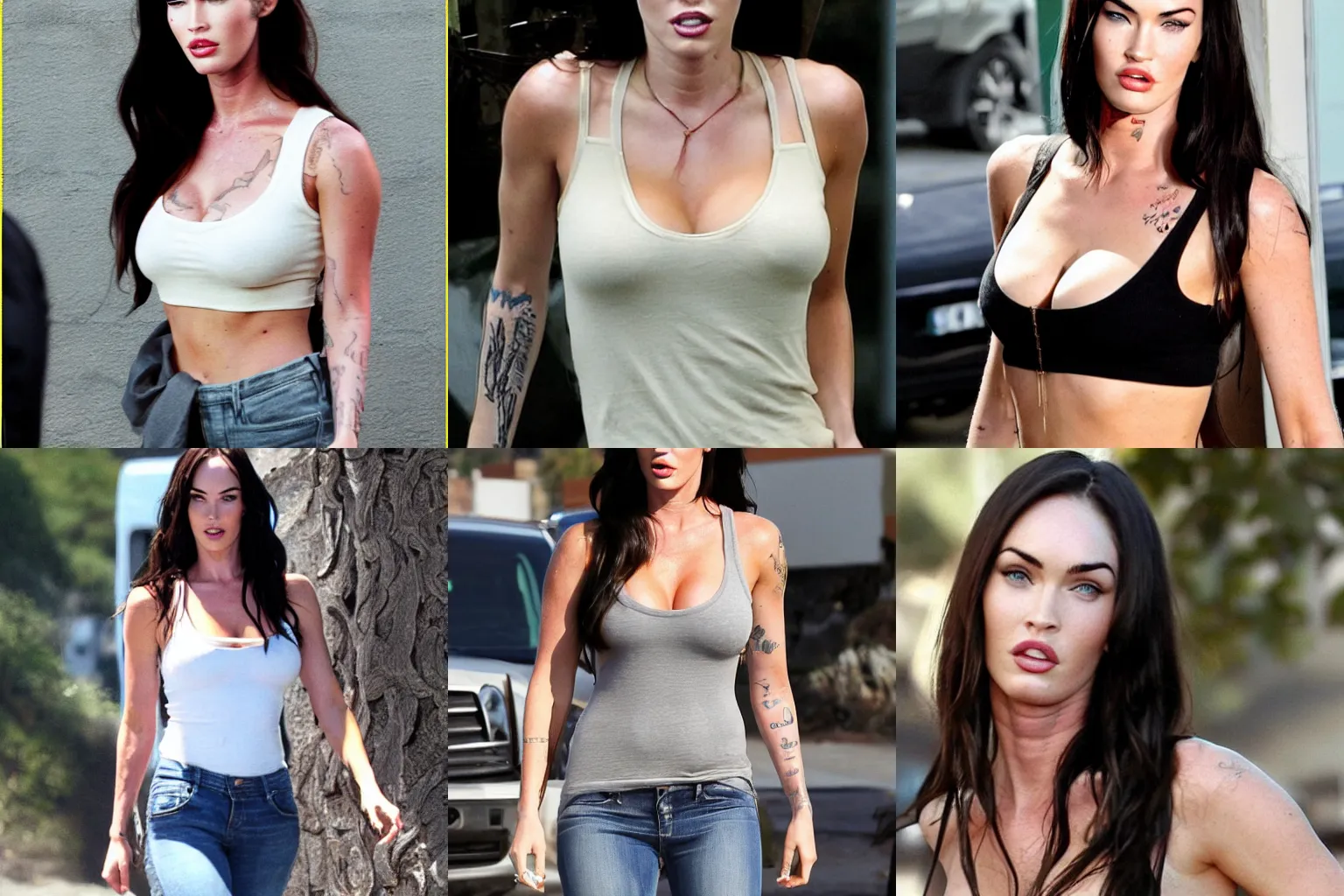 Prompt: Megan fox in GTA, low cut top, large breasts