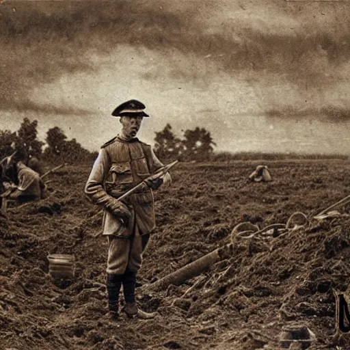 Prompt: ultra detailed photorealistic sepia - toned photograph from 1 9 1 7, a british officer in field gear standing at an archaeological dig site near megra, ultra realistic, painted, intricate details, lovecraft, atmospheric, dark, horror, brooding, highly detailed, by angus mcbride