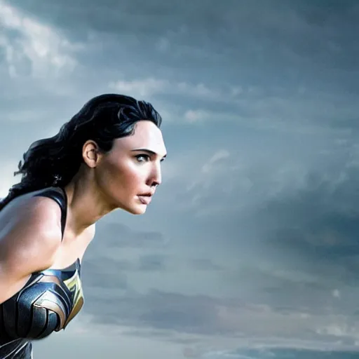 Prompt: an potrait of gal gadot play Man of Steel replacing Henry Cavill, photorealistic, high detail, view from middle, testing custom, 4k