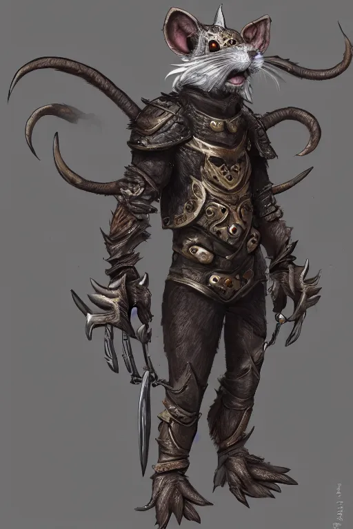 Image similar to a full body shot of an anthro furry rat wearing a fantasy armor, fantasy, artstation, furry art, furaffinity, deviantart, symmetrical, highly detailed, award winning, trending