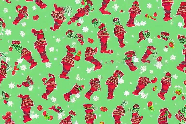 Prompt: a wrapping paper pattern with grinch print, illustration