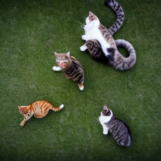 Prompt: cats aerial photography