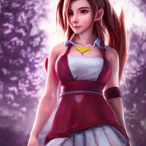 Prompt: head to toe shot of aerith aeris by logan cure, BangkuART, sakimichan, yan gisuka, zeronis, dan eder, nick silva, Ja Mong, 4k, artstation