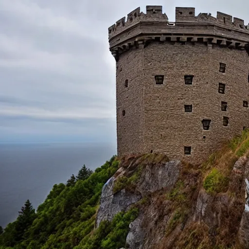 Image similar to an impenetrable fortress castle on a cliff