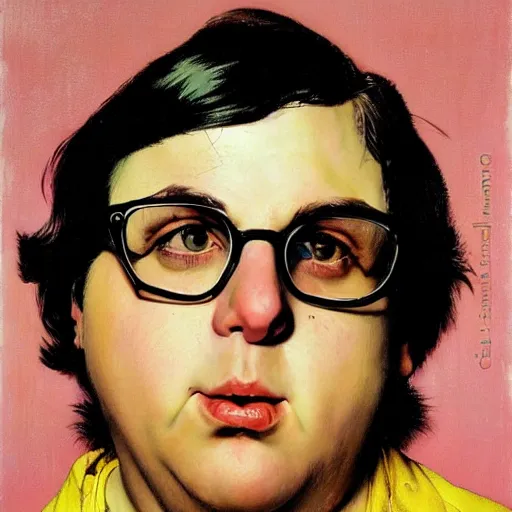 Image similar to andy milonakis portrait art by norman rockwell