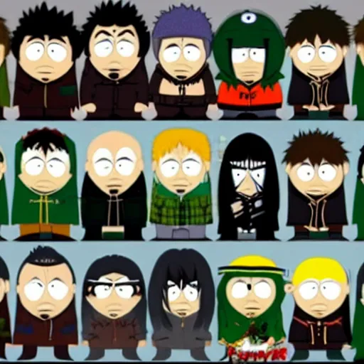 Prompt: berserk characters in an episode of south park