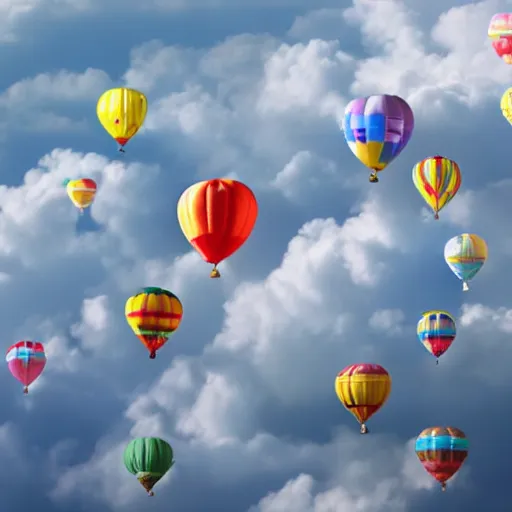 Image similar to a lot of birthday balloons floating in the clouds