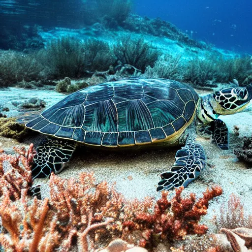 Image similar to teal turtle underwater