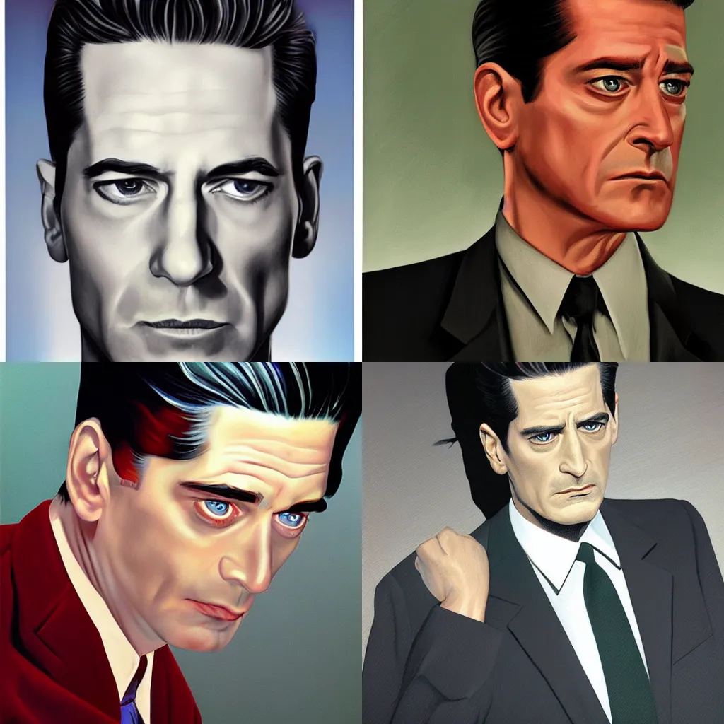 Prompt: Portrait of Dale Cooper from Twin Peaks by Alex Ross
