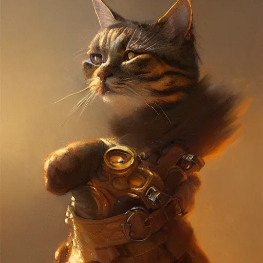 Prompt: a detailed portrait of cat painter, by justin gerard and greg rutkowski, digital art, realistic painting, dnd, character design, trending on artstation