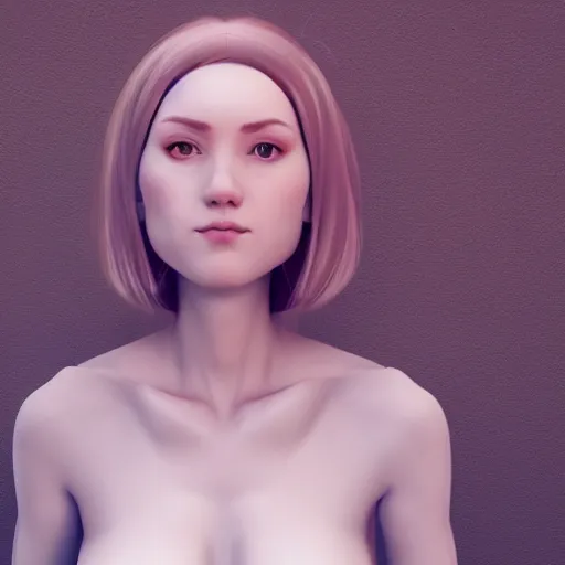 Prompt: Create a beautiful android female subject looking to the camera. Pale white skin with anime accents in the face. 3D render , artstation.