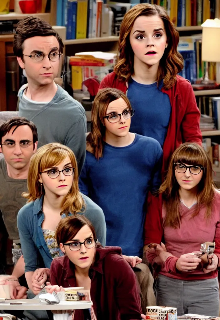 Image similar to emma watson starring in the big bang theory as penny, sitcom movie poster