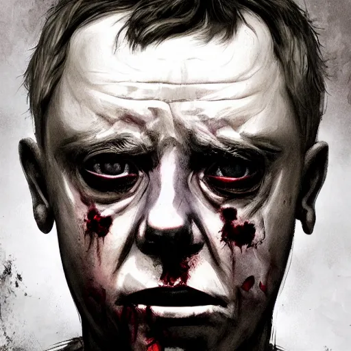 Prompt: young adult bernard sumner of new order as a zombie looking sad, 7 days to die zombie, gritty background, fine art, award winning, intricate, elegant, sharp focus, cinematic lighting, digital painting, 8 k concept art, art by michael hussar, art by brom, art by guweiz and z. w. gu, 8 k