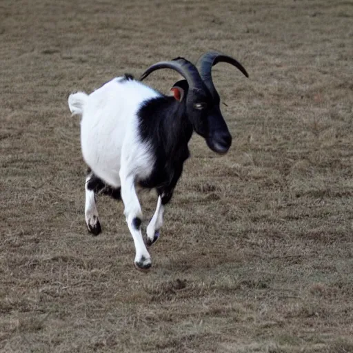 Image similar to drake running from a goat, detailed face, sharp focus