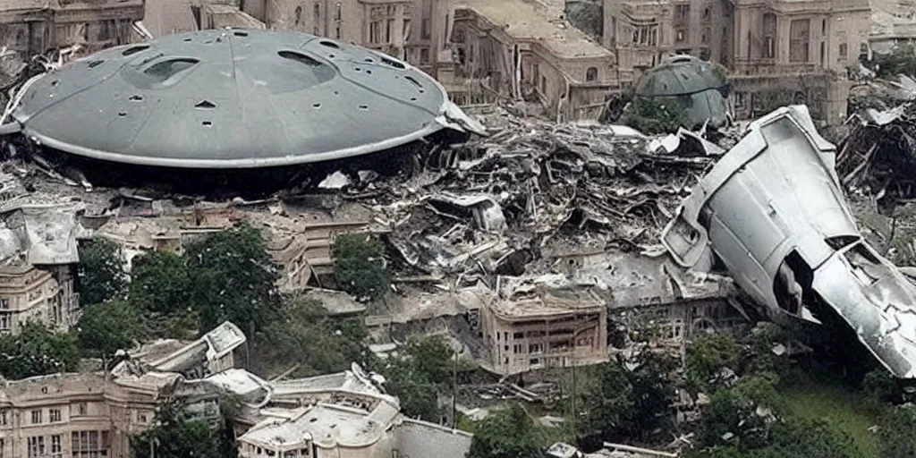 Prompt: ufo crashed into houses of parliment in 2 2 1 9,