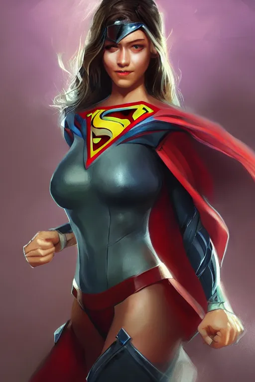 Image similar to three quarters portrait pose of a beautiful woman,super hero costume,super powers,heroic pose,highly detailed, digital painting, artstation,illustration, art by Stanley Lau