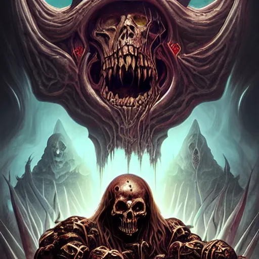 Image similar to heavy death metal album cover detailed poster art style by hybrid from Doom and art direction by Darius Zawadzki ;by artgerm; wayne reynolds art station; cinematic quality character render; low angle; ultra high quality model; production quality cinema model;