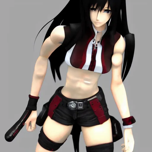 Image similar to head and body of tifa lockhart from final fantasy vii, highly detailed, anime style