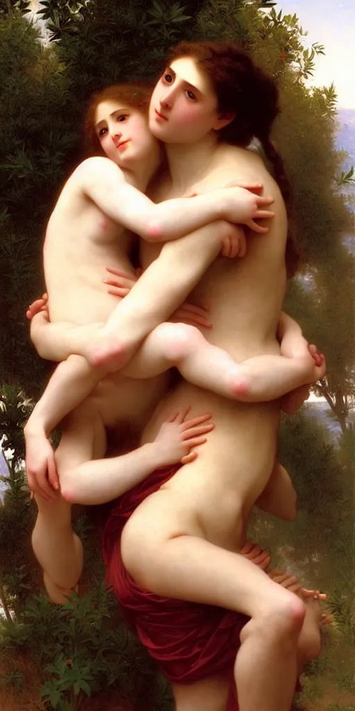 Image similar to an unexpected love, digital art, painted by bouguereau, very detailed, smooth, 4k masterpiece