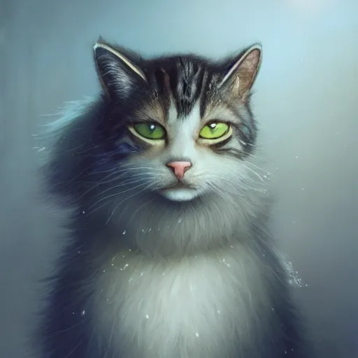 Image similar to highly detailed cat furry, fursona, furry art, white fur, stephen bliss, unreal engine, fantasy art by greg rutkowski, loish, rhads, ferdinand knab, makoto shinkai and lois van baarle, ilya kuvshinov, rossdraws, tom bagshaw, global illumination, radiant light, detailed and intricate environment