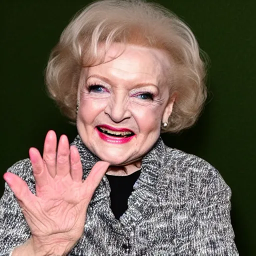 Image similar to betty white crossing fingers for luck