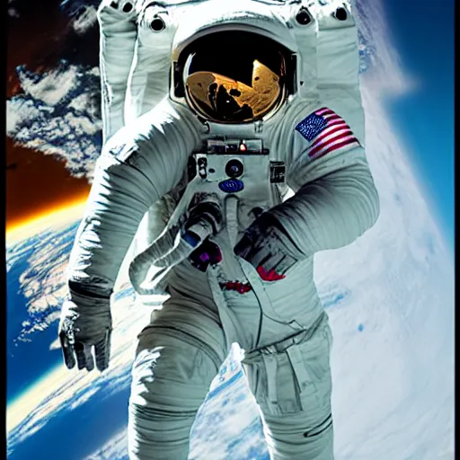 Image similar to astronaut in outer space lit from below, full body photo, 8 k