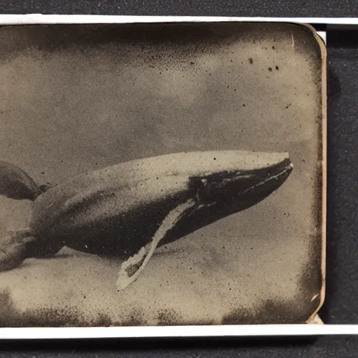 Image similar to tintype photo, bottom of the ocean, squid, whale