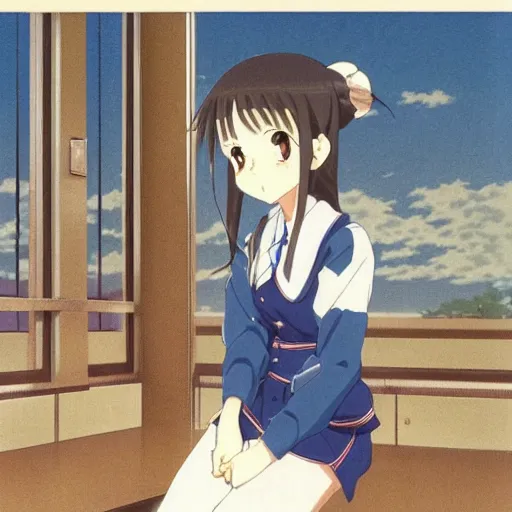 Prompt: beautiful anime high - school girl, full body, 1 / 6 hasui kawase