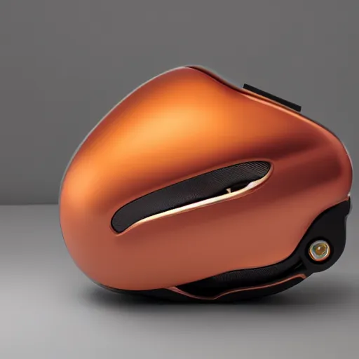 Prompt: award winning product photography, 3 5 mm lens, of a glossy orange metallic and shiny purple metallic shiny ergonomic hololens in style of a bugatti cheyvron, studio lighting,