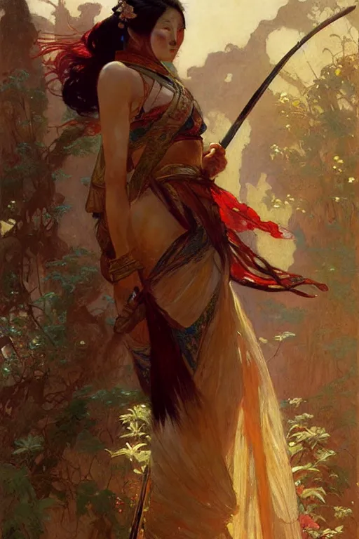 Prompt: attractive female, wuxia, painting by gaston bussiere, craig mullins, greg rutkowski, alphonse mucha