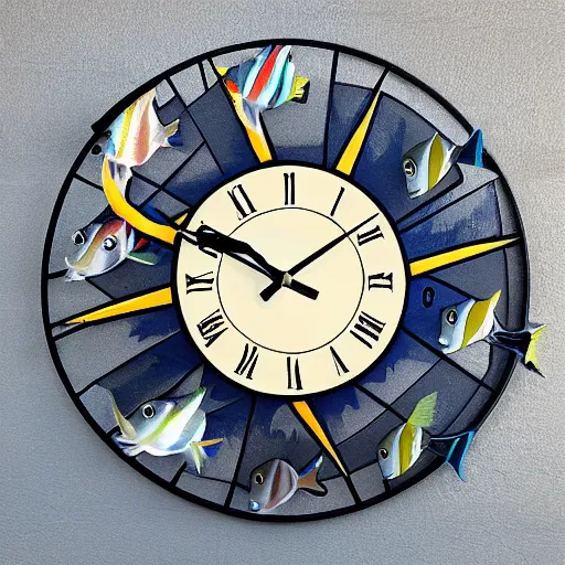 Prompt: fish clock