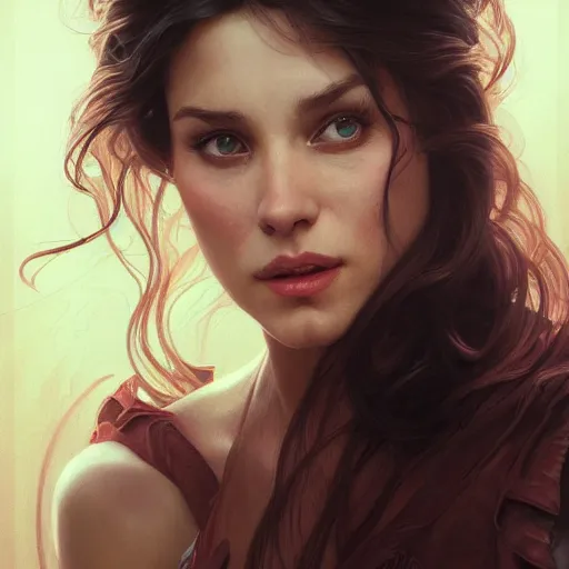 Prompt: portrait of a woman, stallone, schwarzenegger, intricate, elegant, highly detailed, digital painting, artstation, concept art, smooth, sharp focus, illustration, art by artgerm and greg rutkowski and alphonse mucha and william - adolphe bouguereau