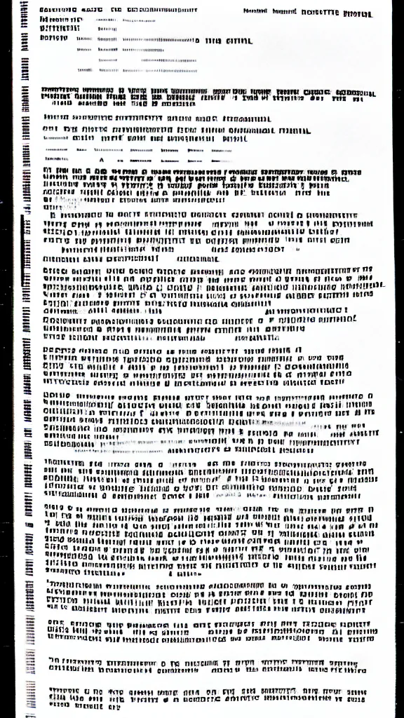 Prompt: a grainy and distorted photocopy of a classified scientific government document detailing a mechanism that will be used to open a portal to a higher dimension. There are graphs and charts and diagrams illustrating how the machine is built as well as illustrated measurements of energy levels and danger curves and redacted text. The photocopy was made in a hurry with rgb sync distortion as if pulled through a copier photorealistic photorealism realistic textures sharpened x-files fringe mystery sci-fi cinematic detailed texture hyperdetailed CIA agency NSA DOD government seal redacted continuous feed paper