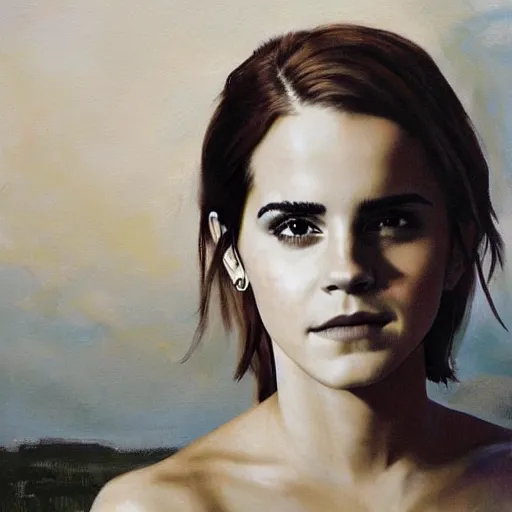 Image similar to emma watson, painting by barack obama