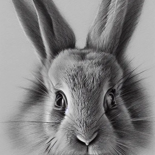 Image similar to rabbit face only, pencil drawing, pastel, by marc simonetti