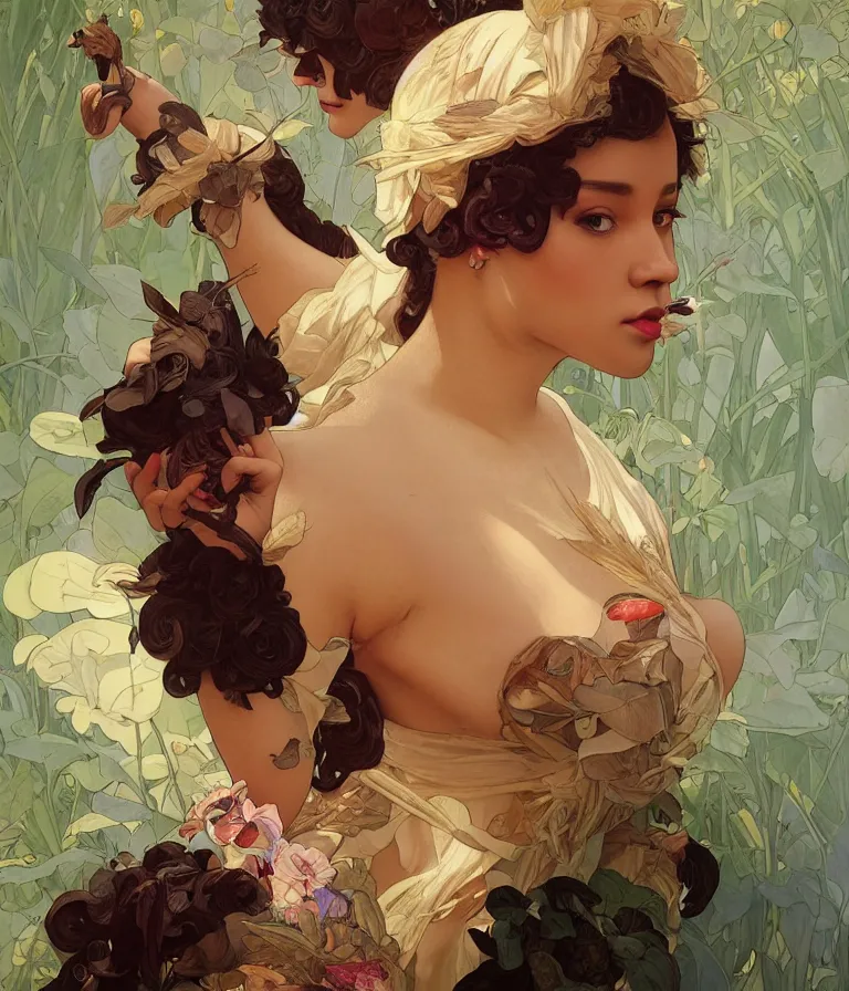 Image similar to Doja Cat, highly detailed, digital painting, artstation, concept art, smooth, sharp focus, illustration, ArtStation, art by artgerm and greg rutkowski and alphonse mucha and J. C. Leyendecker and Edmund Blair Leighton and Katsuhiro Otomo and Geof Darrow and Phil hale and Ashley wood and Ilya repin and Charlie Bowater