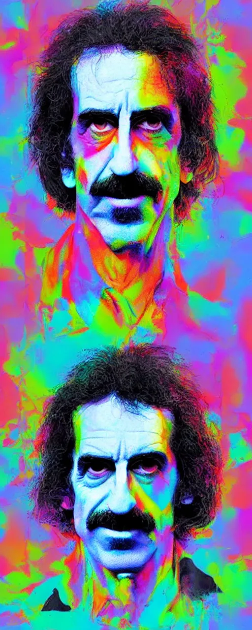 Image similar to A 3d rendered colourful portrait of frank zappa, digital art