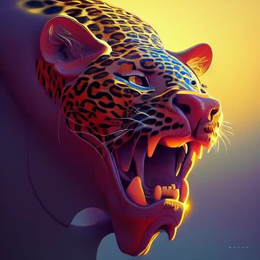 Image similar to Justice Leopard:: by beeple and James Gilleard and Justin Gerard :: ornate, dynamic, particulate, intricate, elegant, highly detailed, centered, artstation, smooth, sharp focus, octane render, 3