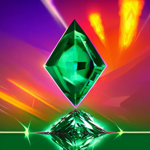 Image similar to emerald gem, epic retrowave art, trending on art station