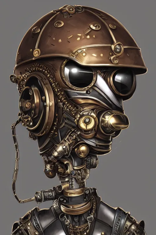 Image similar to steampunk helmet fantasy art mask robot ninja stylized digital illustration sharp focus, elegant intricate digital painting artstation concept art global illumination ray tracing advanced technology chaykin howard and campionpascale and cooke darwyn and davis jack